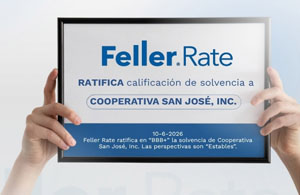 Cooperativa San José calificación BBB+ Feller Rate.